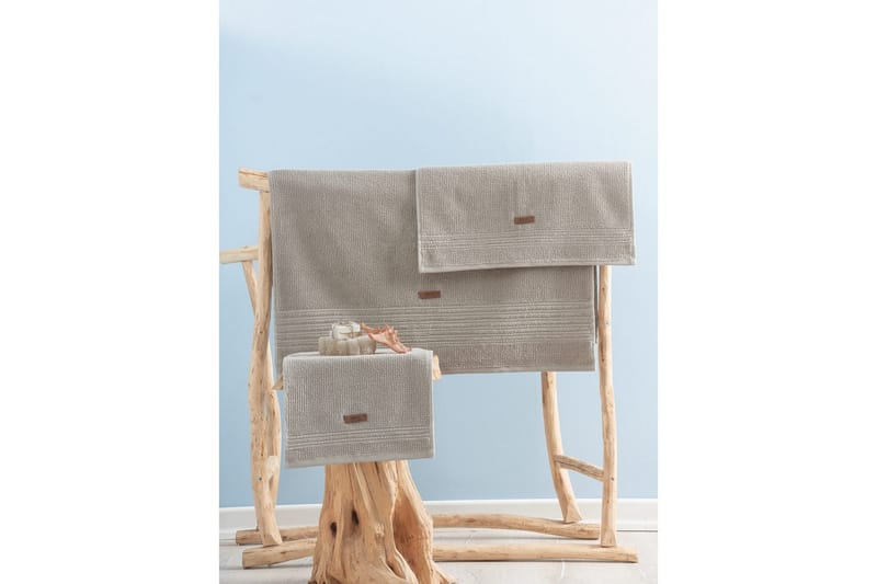 Håndklesett (3 deler) Velvære Beige - Beige - Tekstiler & tepper - Baderomstekstiler
