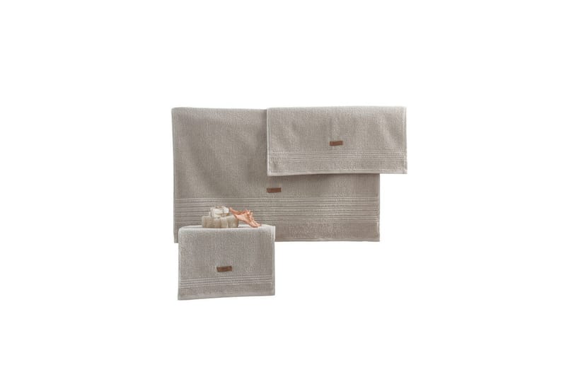 Håndklesett (3 deler) Velvære Beige - Beige - Tekstiler & tepper - Baderomstekstiler