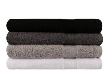 Hobby Badehåndkle 70x140 cm 4-pk - Hvit/Grå/Mørkegrå/Svart - Tekstiler & tepper - Baderomstekstiler
