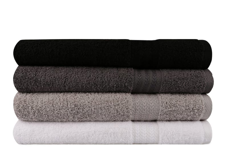 Hobby Badehåndkle 70x140 cm 4-pk - Hvit/Grå/Mørkegrå/Svart - Tekstiler & tepper - Baderomstekstiler