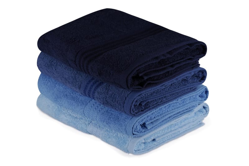 Hobby Badehåndkle 70x140 cm 4-pk - Mørkeblå/Blå/Lyseblå - Tekstiler & tepper - Baderomstekstiler