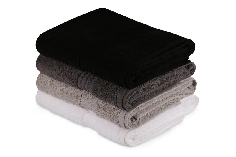 Hobby Badehåndkle 70x140 cm 4-pk - Hvit/Grå/Mørkegrå/Svart - Tekstiler & tepper - Baderomstekstiler