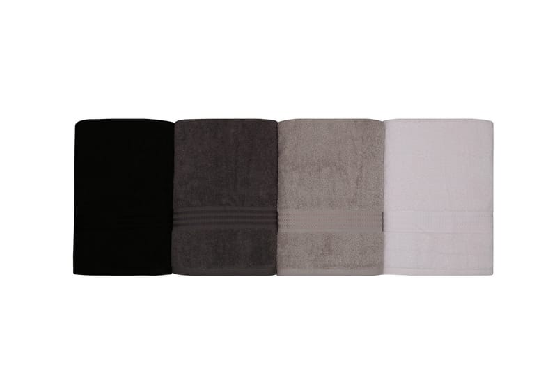Hobby Badehåndkle 70x140 cm 4-pk - Hvit/Grå/Mørkegrå/Svart - Tekstiler & tepper - Baderomstekstiler