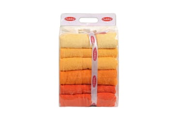 Hobby Badehåndkle 70x140 cm 4-pk - Gul/Oransje - Tekstiler & tepper - Baderomstekstiler