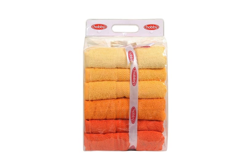 Hobby Badehåndkle 70x140 cm 4-pk - Gul/Oransje - Tekstiler & tepper - Baderomstekstiler