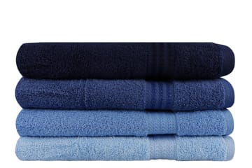 Hobby Badehåndkle 70x140 cm 4-pk - Mørkeblå/Blå/Lyseblå - Tekstiler & tepper - Baderomstekstiler