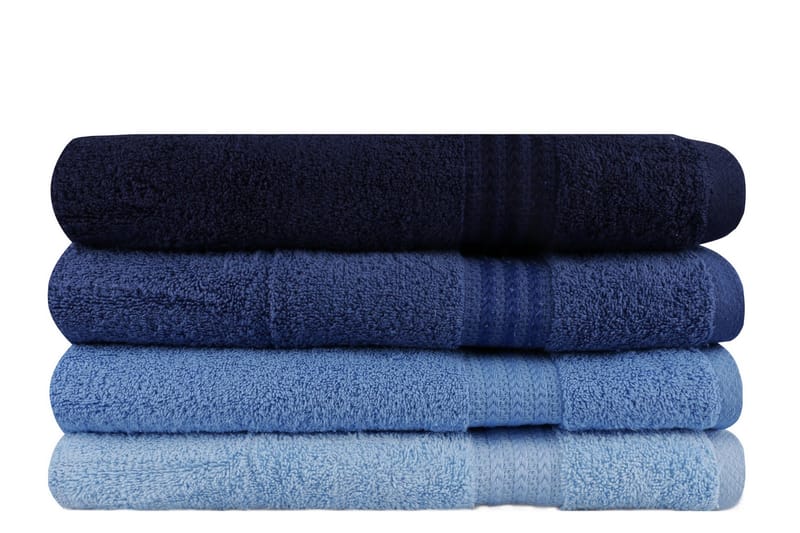 Hobby Badehåndkle 70x140 cm 4-pk - Mørkeblå/Blå/Lyseblå - Tekstiler & tepper - Baderomstekstiler