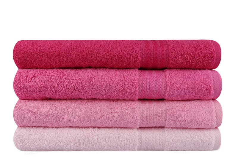 Hobby Badehåndkle 70x140 cm 4-pk - Rosa/Lyserosa - Tekstiler & tepper - Baderomstekstiler