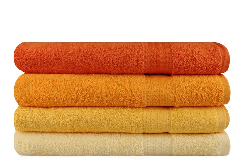 Hobby Badehåndkle 70x140 cm 4-pk - Gul/Oransje - Tekstiler & tepper - Baderomstekstiler