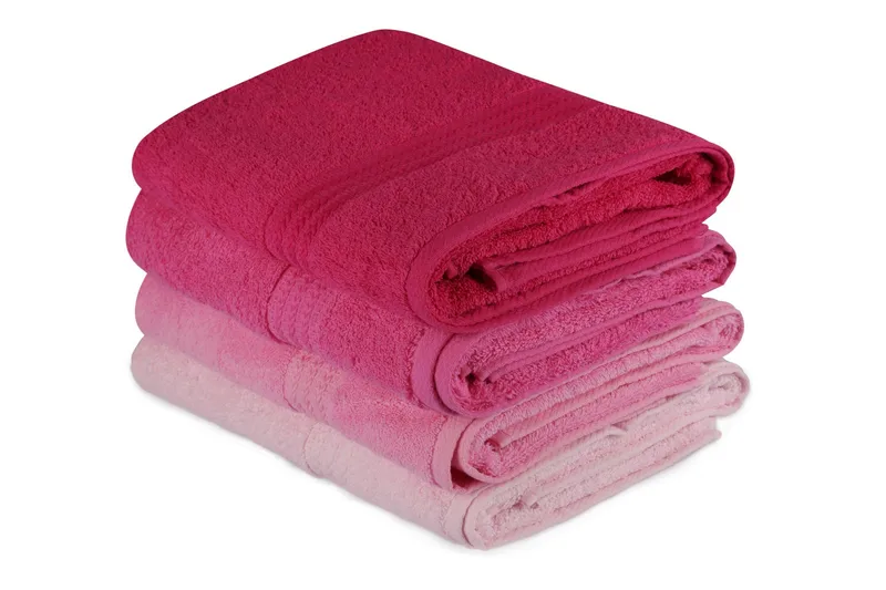Hobby Badehåndkle 70x140 cm 4-pk - Rosa/Lyserosa - Tekstiler & tepper - Baderomstekstiler