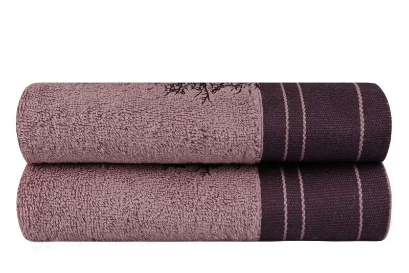 Hobby Håndkle 50x90 cm 2-pk - Vinrød/Brun - Tekstiler & tepper - Baderomstekstiler