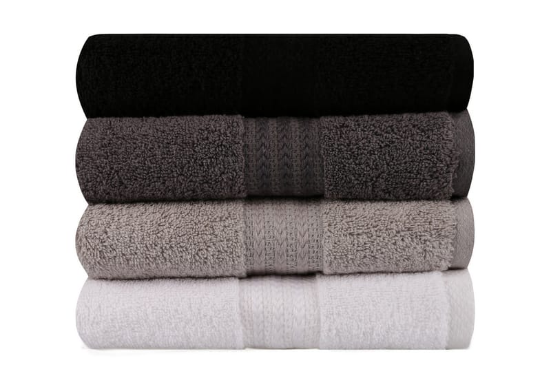 Hobby Håndkle 50x90 cm 4-pk - Hvit/Grå/Mørkegrå/Svart - Tekstiler & tepper - Baderomstekstiler