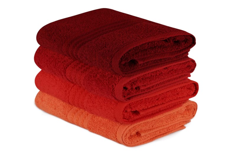 Hobby Håndkle 50x90 cm 4-pk - Oransje/Rød/Rosa - Tekstiler & tepper - Baderomstekstiler