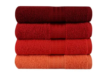 Hobby Håndkle 50x90 cm 4-pk - Oransje/Rød/Rosa - Tekstiler & tepper - Baderomstekstiler