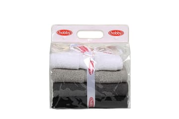 Hobby Håndkle 50x90 cm 4-pk - Hvit/Grå/Mørkegrå/Svart - Tekstiler & tepper - Baderomstekstiler