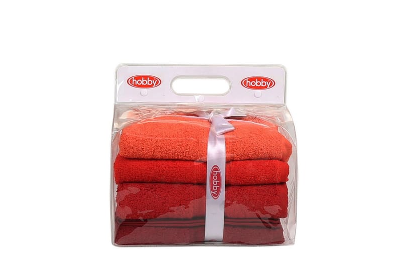 Hobby Håndkle 50x90 cm 4-pk - Oransje/Rød/Rosa - Tekstiler & tepper - Baderomstekstiler