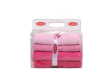 Hobby Håndkle 50x90 cm 4-pk - Rosa - Tekstiler & tepper - Baderomstekstiler