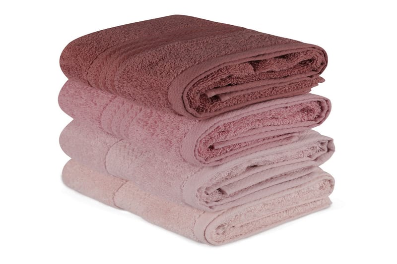 Hobby Håndkle 50x90 cm 4-pk, Lyserosa/Creme
