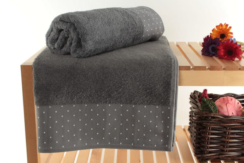 Landercost Badehåndkle 2-pk, Grå/Hvit