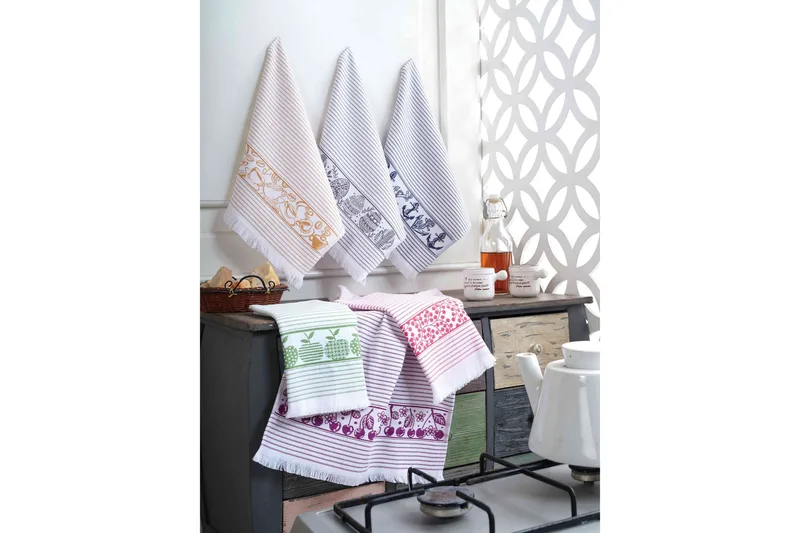 Landercost Vaskeklut 6-pk, Hvit/Blå/Grå/Rosa/Lilla/Grønn/Gul