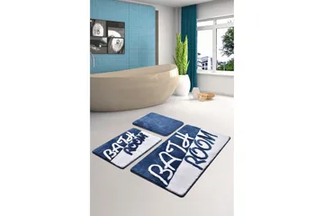 Niyanna Badematte 3-pk - Blå/Hvit - Tekstiler & tepper - Baderomstekstiler