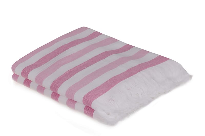 Strandhåndkle Rhuddlan 2-pk - Rosa/Hvit - Baderomstekstiler - Håndklær og badehåndkle