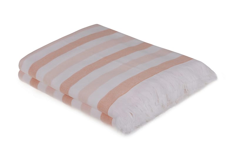 Strandhåndkle Rhuddlan 2-pk - Lakserose/Hvit - Baderomstekstiler - Håndklær og badehåndkle