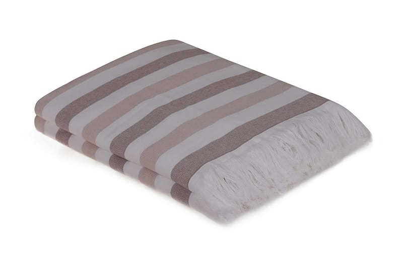 Strandhåndkle Rhuddlan 2-pk - Brun/Hvit - Baderomstekstiler - Håndklær og badehåndkle