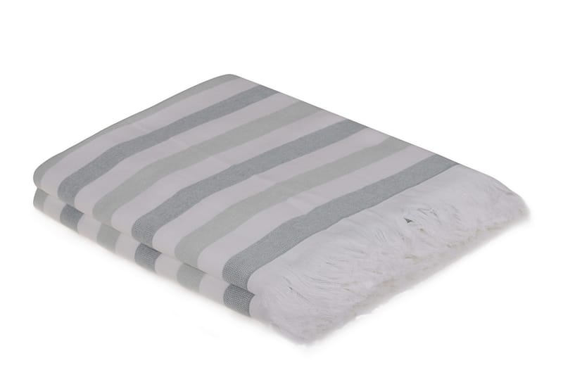 Strandhåndkle Rhuddlan 2-pk - Grønn/Hvit - Baderomstekstiler - Håndklær og badehåndkle