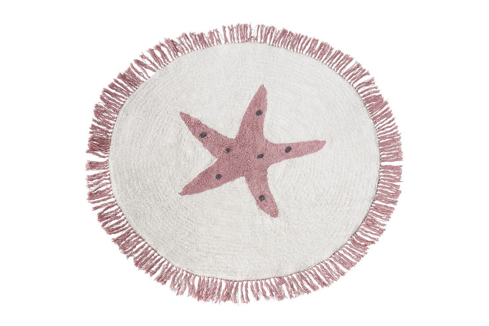 Barneteppe Off-White Bomull ⌀ 120 cm med Stjernemotiv