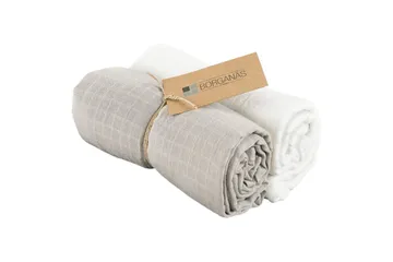 Muslinwrap 2-Pakk - Hvit/Grå (110 x 110 cm) - Tekstiler & tepper - Tepper & pledd