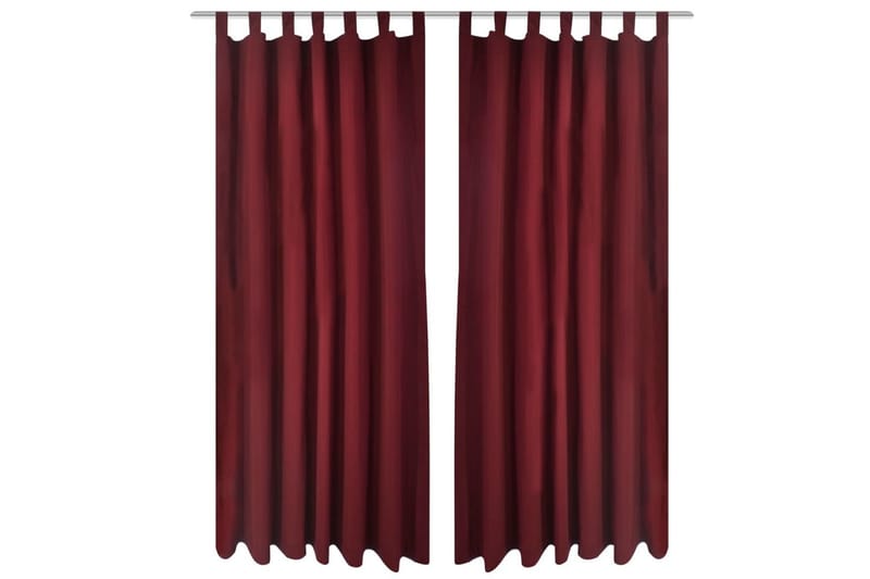 2stk Bordeaux Micro-Sateng Gardiner med Sløyfer 140 x 225 cm - Mørkleggingsgardin