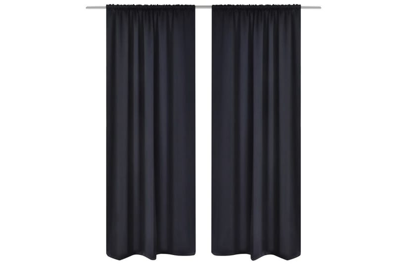 2stk Svarte Mørkleggingsgardiner med Stang 135 x 245 cm - Mørkleggingsgardin