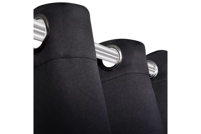 Energisparende gardiner m. metallringer 2stk svart 135x245cm - Svart - Mørkleggingsgardin
