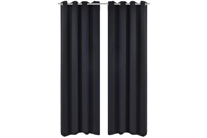 Energisparende gardiner m. metallringer 2stk svart 135x245cm - Mørkleggingsgardin