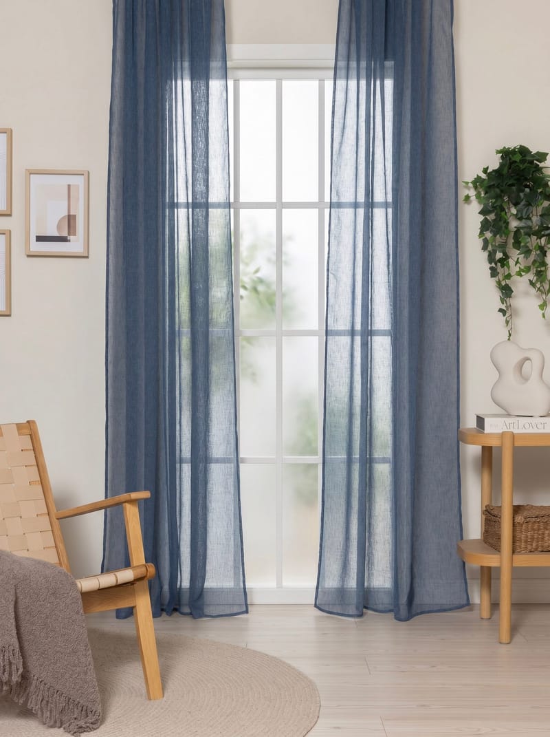 Gardin Alice 140x250 cm - Kongeblå - Tekstiler & tepper - Gardiner - Gardinlengder - Leggbåndslengde