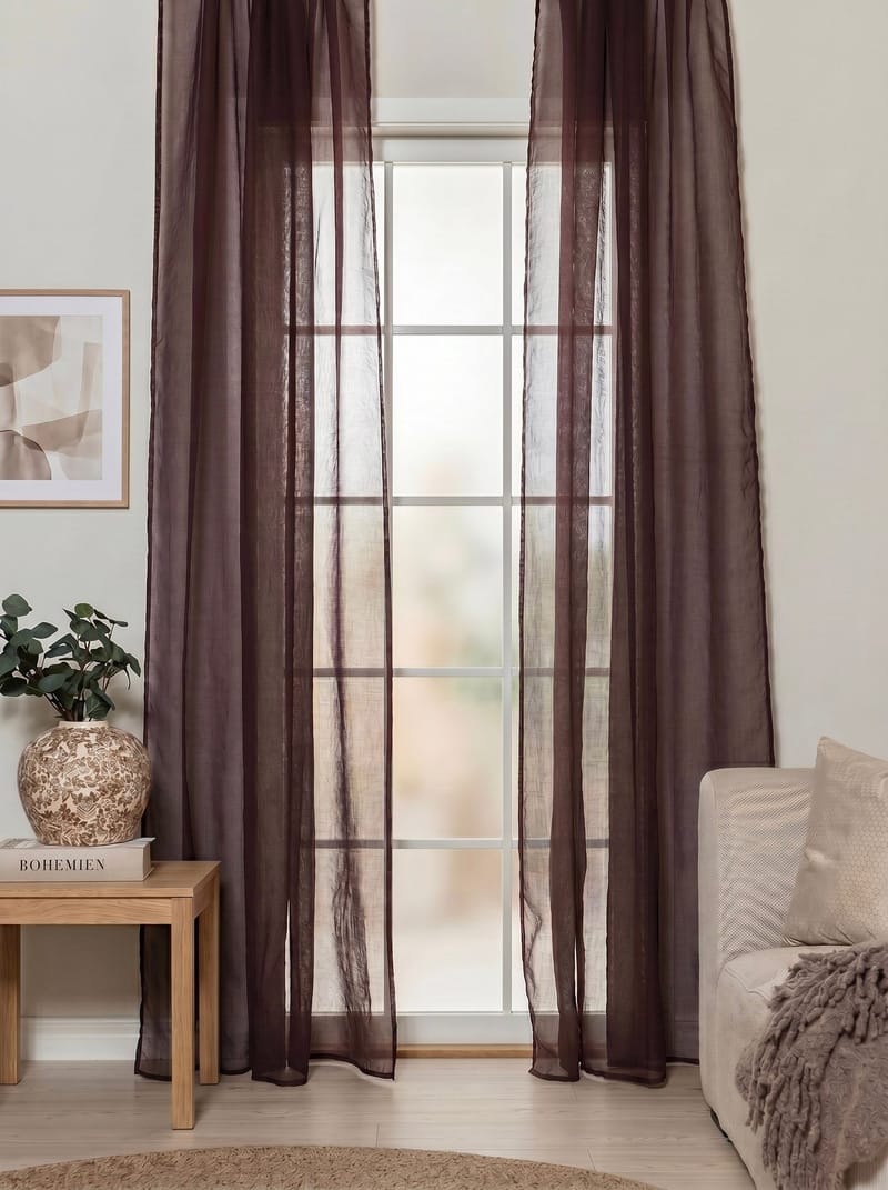 Gardin Lisa 140x250 cm - Sjokolade - Tekstiler & tepper - Gardiner - Gardinlengder - Leggbåndslengde