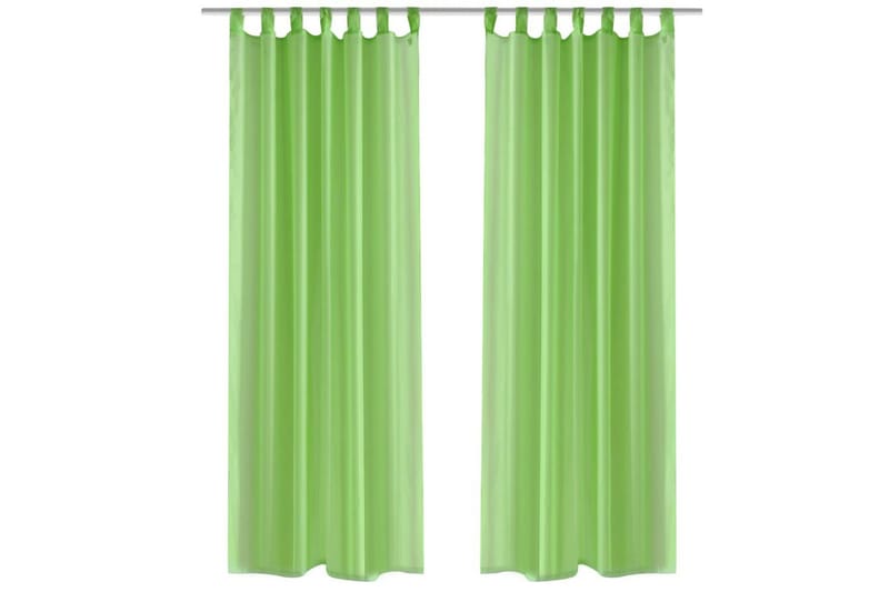 Gjennomsiktige Gardiner Grønn 140 x 175 cm 2 stk - Panelgardin