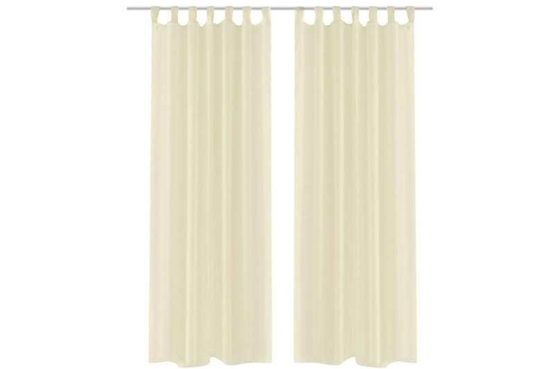 Gjennomsiktige Gardiner Krem 140 x 175 cm 2 stk - Beige - Panelgardin