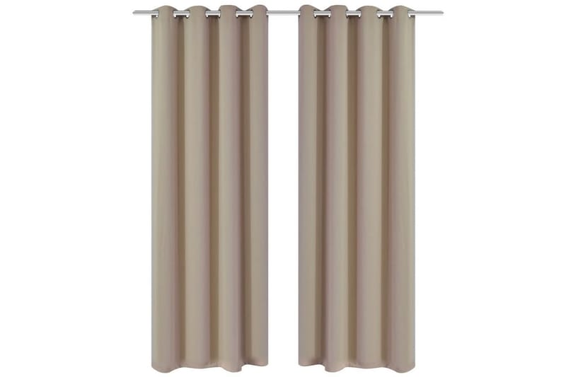 Lystette gardiner 2 stk med metallmaljer 135x175 cm krem - Beige - Mørkleggingsgardin