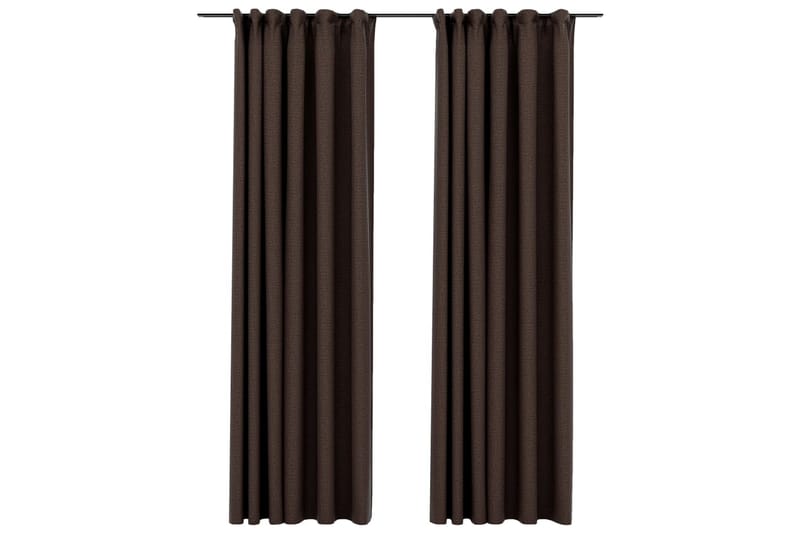 Lystette gardiner kroker og lin-design 2 stk 140x245 cm - Taupe - Mørkleggingsgardin