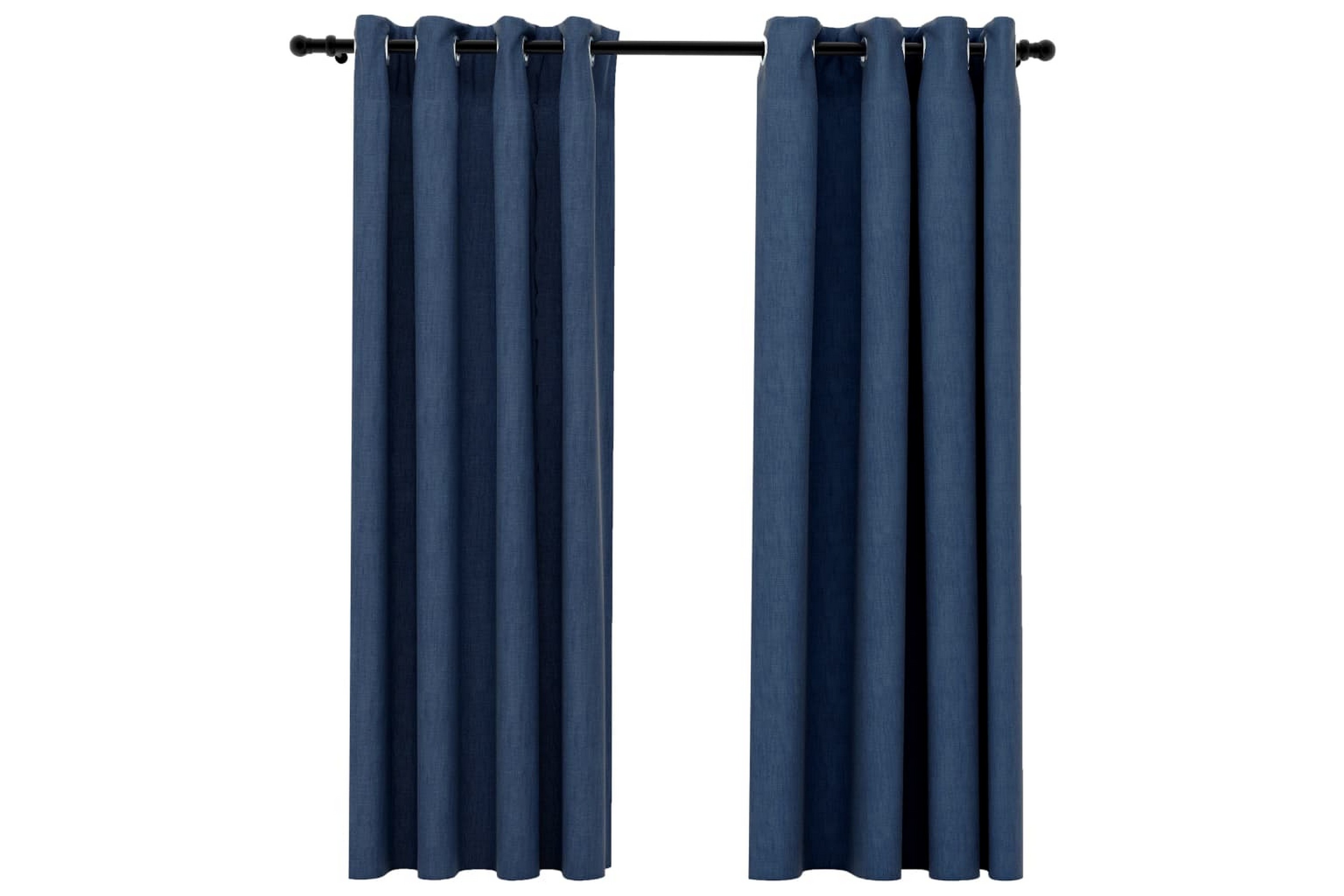 Lystette gardiner maljer og lin-design 2 stk blå 140x175 cm - Blå