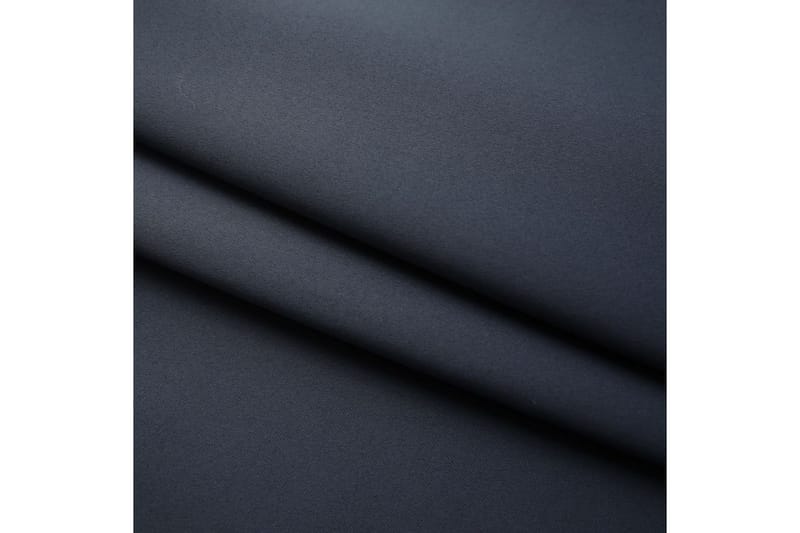Lystette gardiner med kroker 2 stk antrasitt 140x225 cm - Mørkleggingsgardin