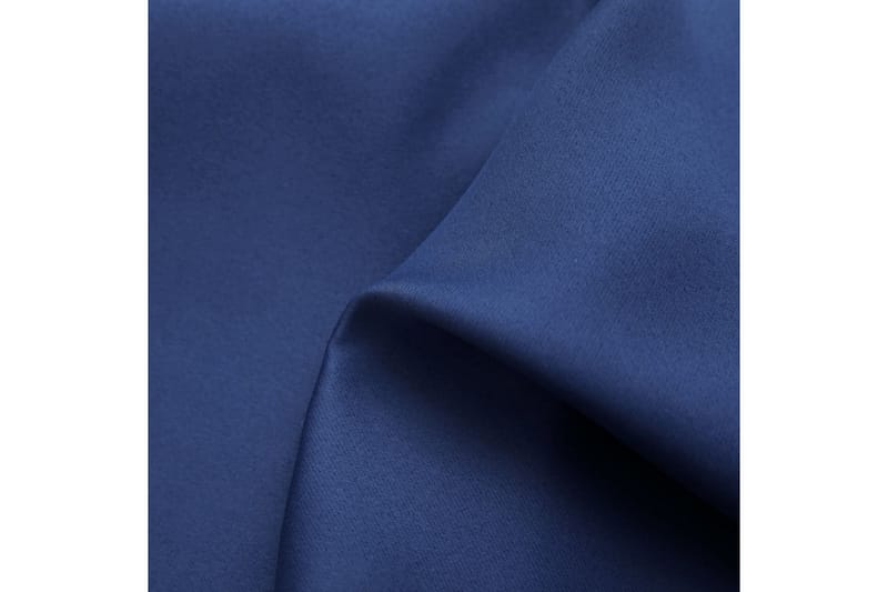Lystette gardiner med metallringer 2 stk blå 140x225 cm - Mørkleggingsgardin