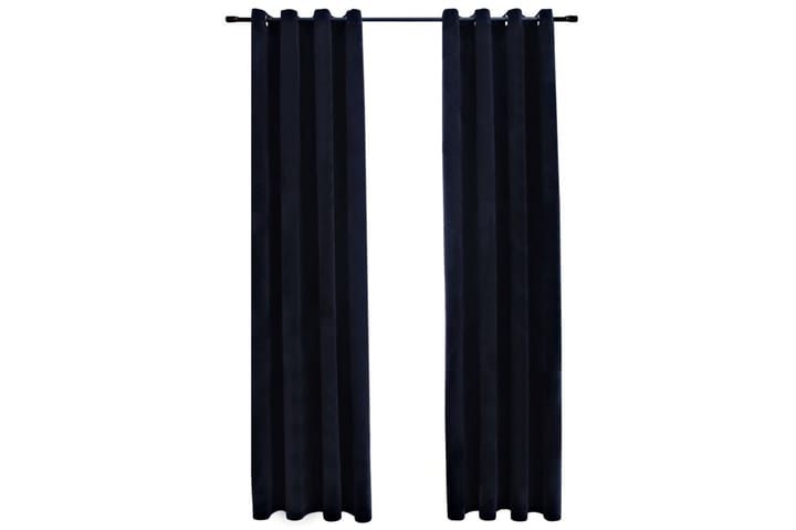 Lystette gardiner med ringer 2 stk fløyel svart 140x175 cm - Mørkleggingsgardin