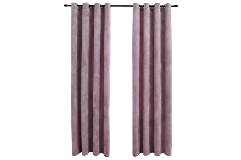Lystette gardiner ringer 2stk fløyel antikk rosa 140x225cm - Mørkleggingsgardin