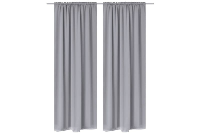 2 stk grå gardiner 135 x 245 cm - Grå - Mørkleggingsgardin