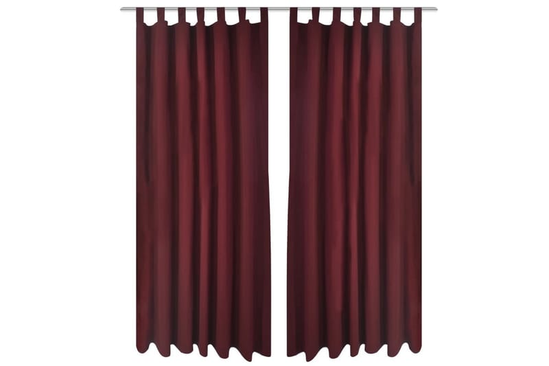 2stk Bordeaux Micro-Sateng Gardiner med Sløyfer 140 x 245 cm - Mørkleggingsgardin