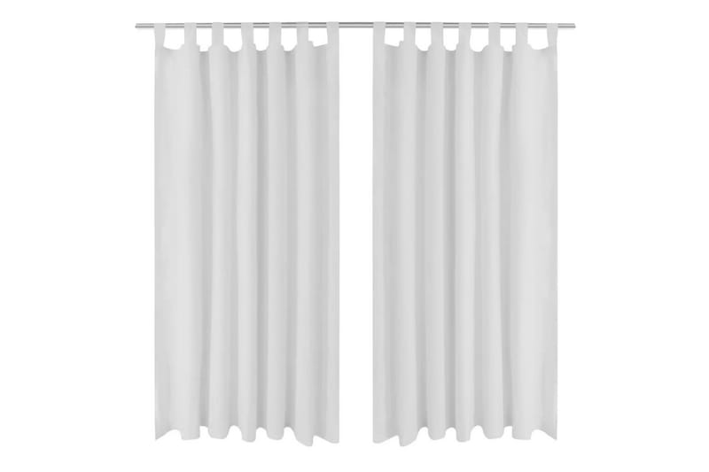 2stk Hvit Micro-Sateng Gardiner med Sløyfer 140 x 225 cm - Mørkleggingsgardin