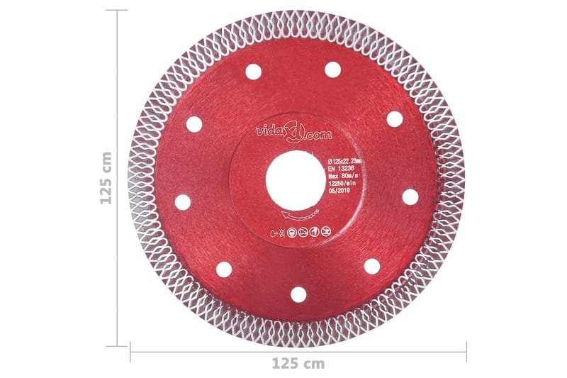 Diamantkutteskive med hull stål 125 mm - Mørkleggingsgardin